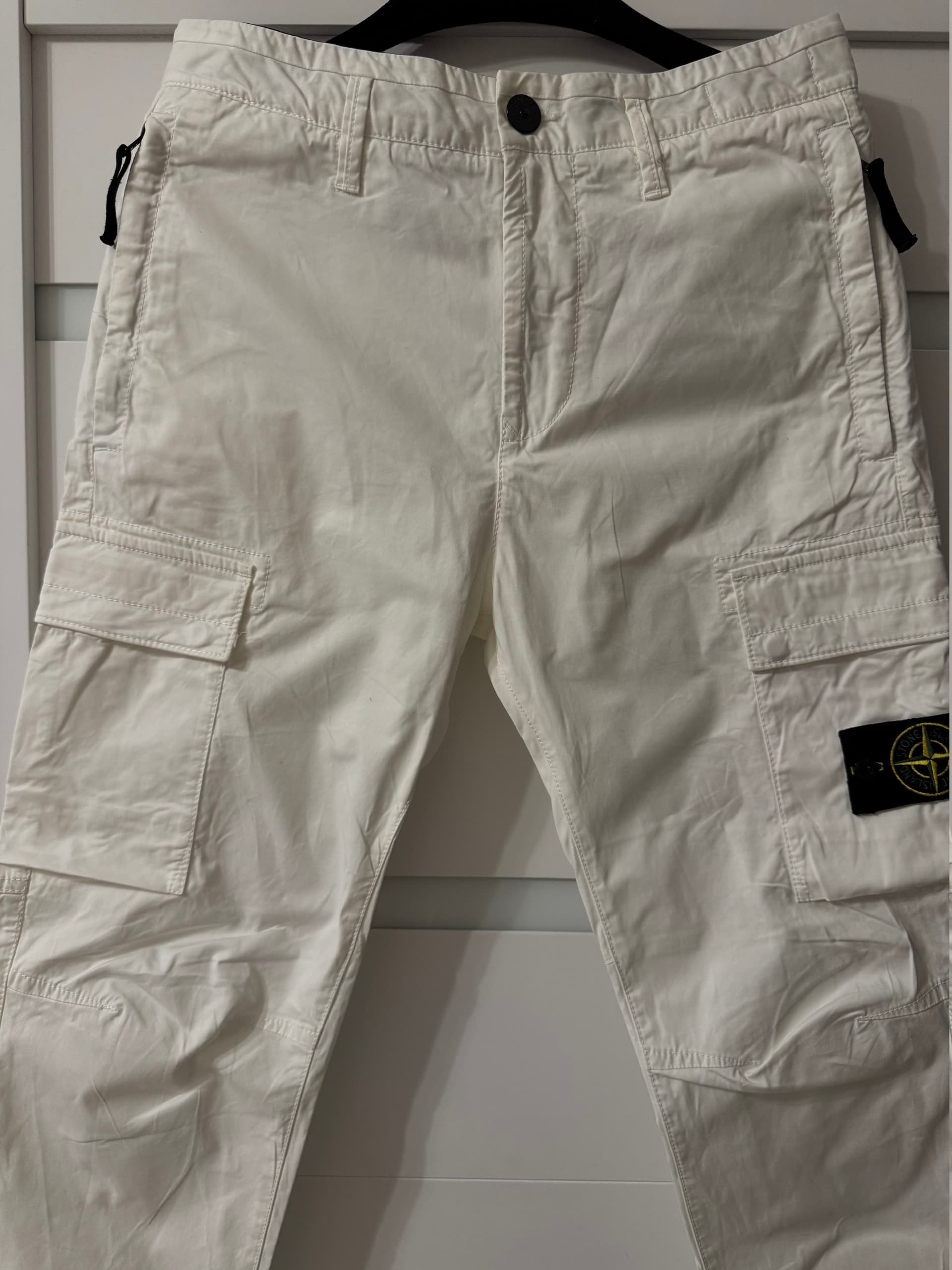 Stone Island, Повседневные брюки, Белые карго мужские Stone Island, размер 28, фото 3